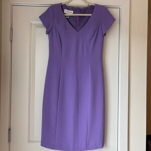Evan Picone Womens Sheath Dress Short Sleeve V-Neck Lined Career Purple Size 8
